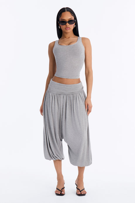 Moonchild Cropped Balloon Pant Set - Heather Grey