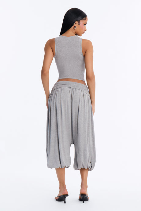 Moonchild Cropped Balloon Pant Set - Heather Grey
