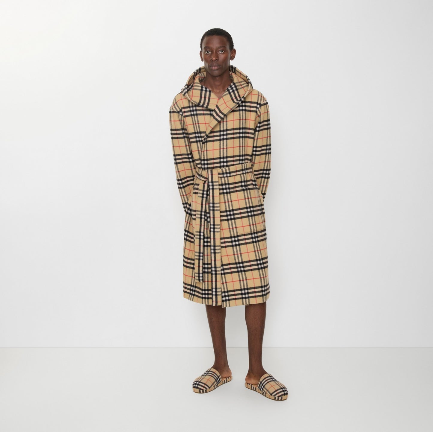 Check Wool Cashmere Robe