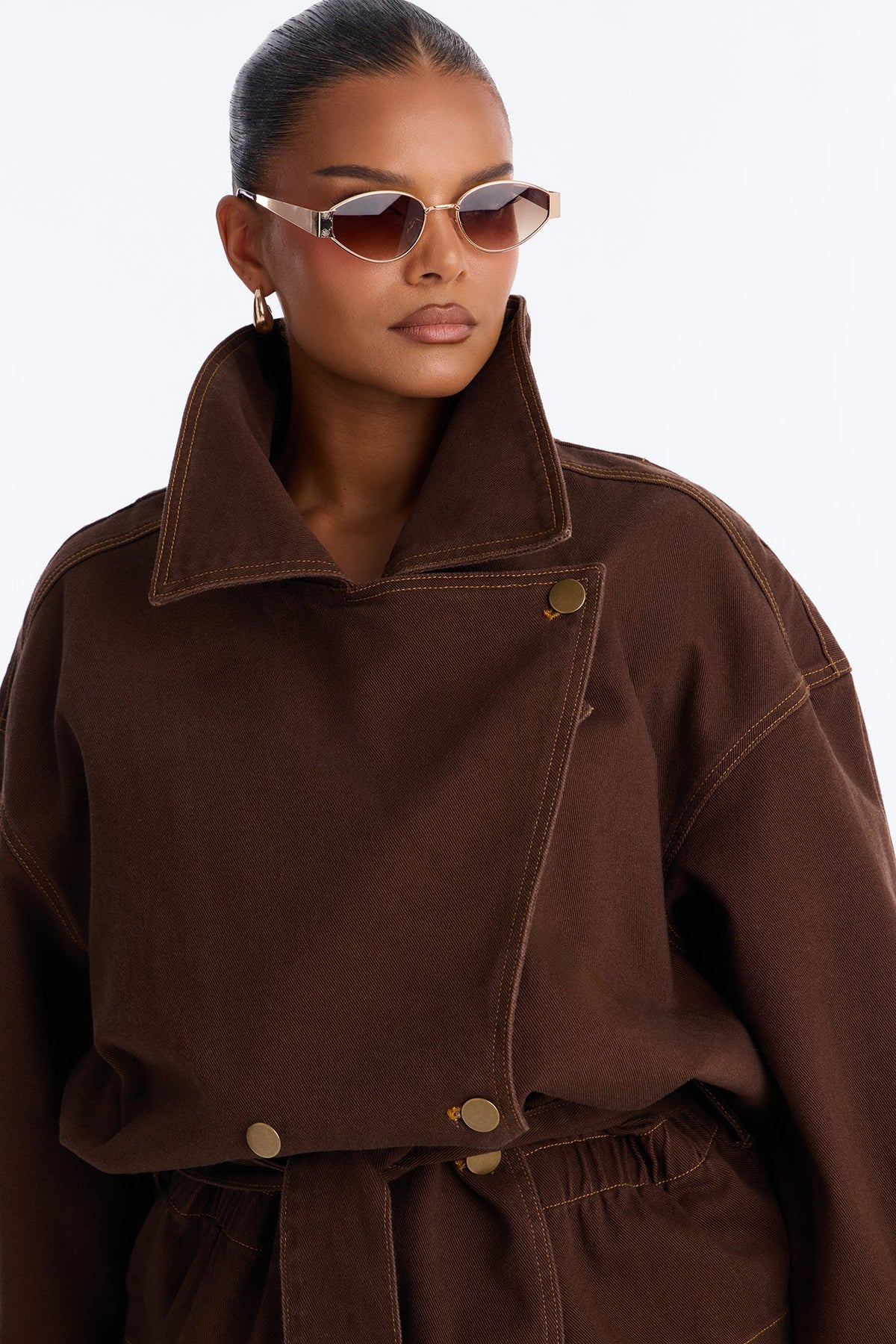 City Limits Belted Trench Jacket - Brown