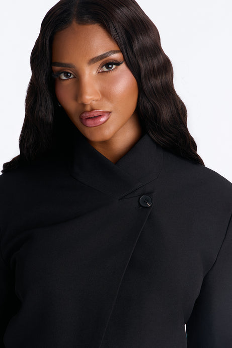 Gianna Cross Front High Collar Open Blazer