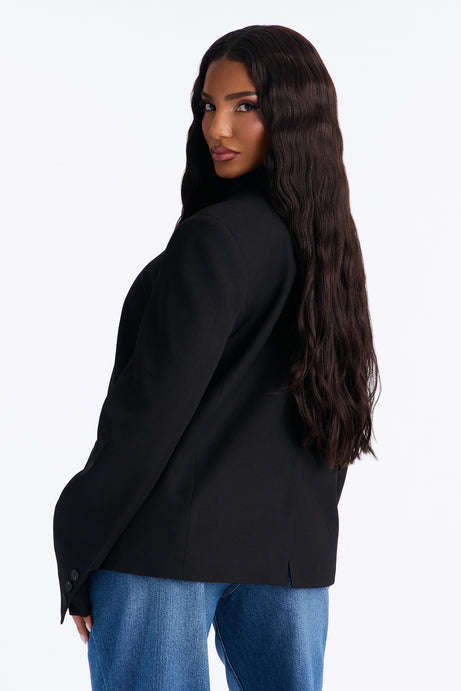 Gianna Cross Front High Collar Open Blazer