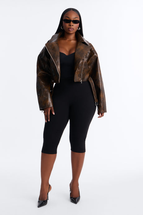 The Vixen Crop Faux Leather Moto Jacket