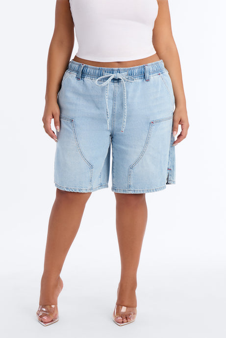 Carolinas Tie Waist Bermuda Denim Shorts