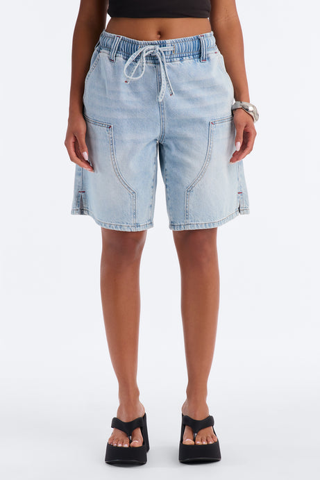 Carolinas Tie Waist Bermuda Denim Shorts