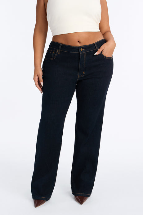 Favorita Mid Waist Stretch Straight Leg Jeans