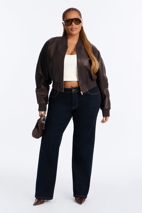 Favorita Mid Waist Stretch Straight Leg Jeans