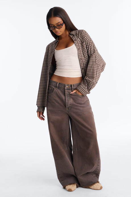 Ciao Cici Barrel Leg Jeans - Brown