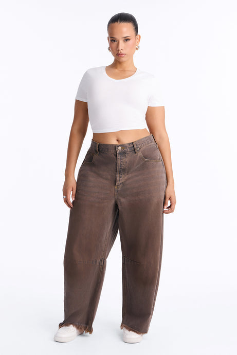 Ciao Cici Barrel Leg Jeans - Brown