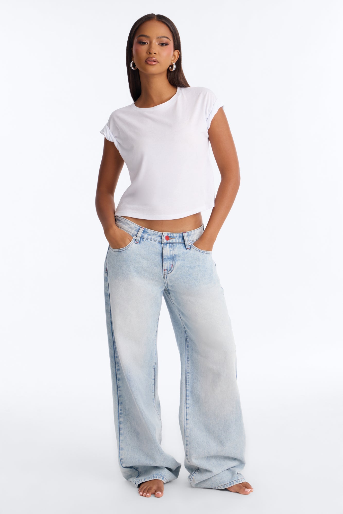 The 412 Low Rise Rigid Wide Leg Jeans - Light Wash
