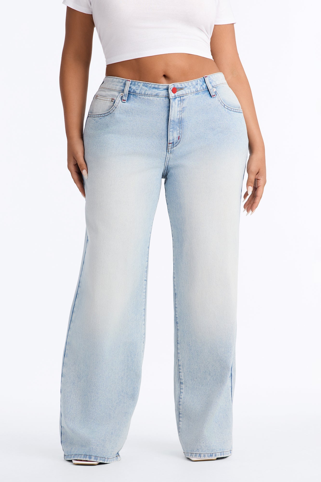 The 412 Low Rise Rigid Wide Leg Jeans - Light Wash