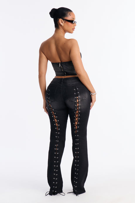 Laced In Luck Denim Pant Set