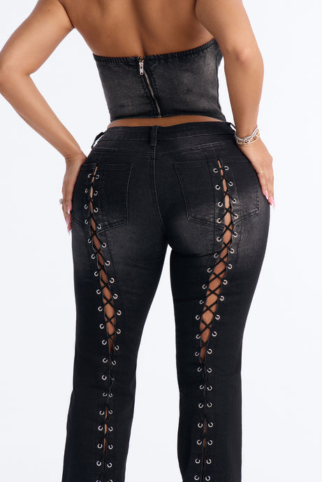 Laced In Luck Denim Pant Set