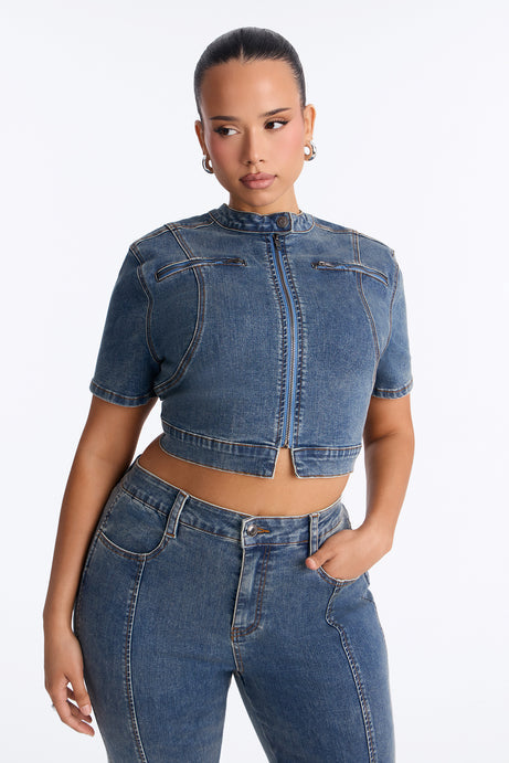 Downtown Days Short Sleeve Denim Pant Set