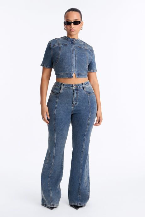 Downtown Days Short Sleeve Denim Pant Set
