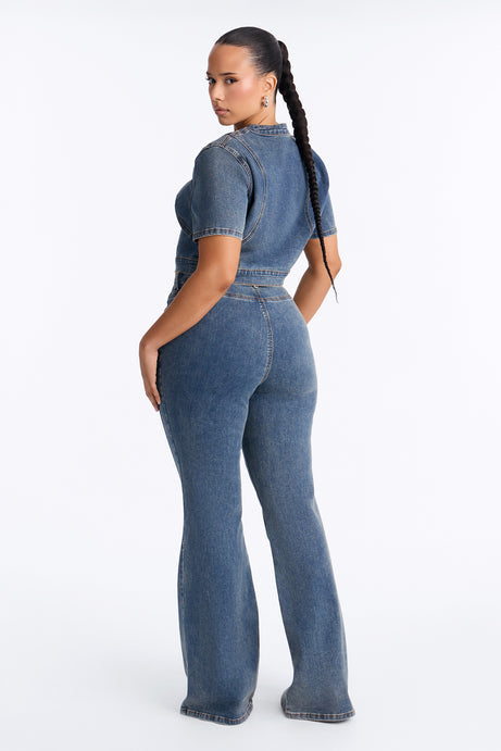 Downtown Days Short Sleeve Denim Pant Set