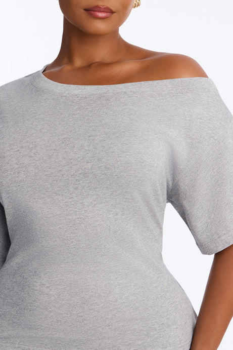 100% Premium Cotton Off Shoulder Short Sleeve Tee