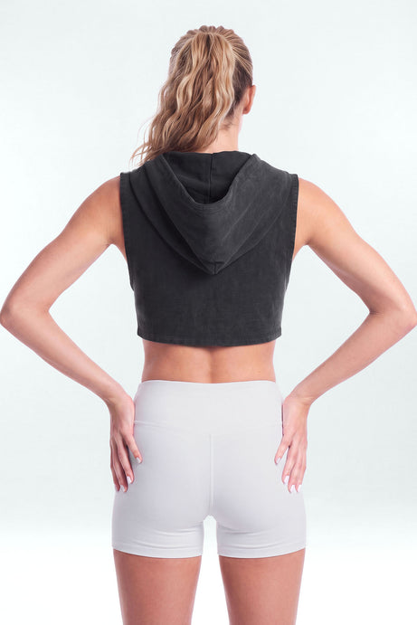 French Terry Cropped Zip Vest Jacket