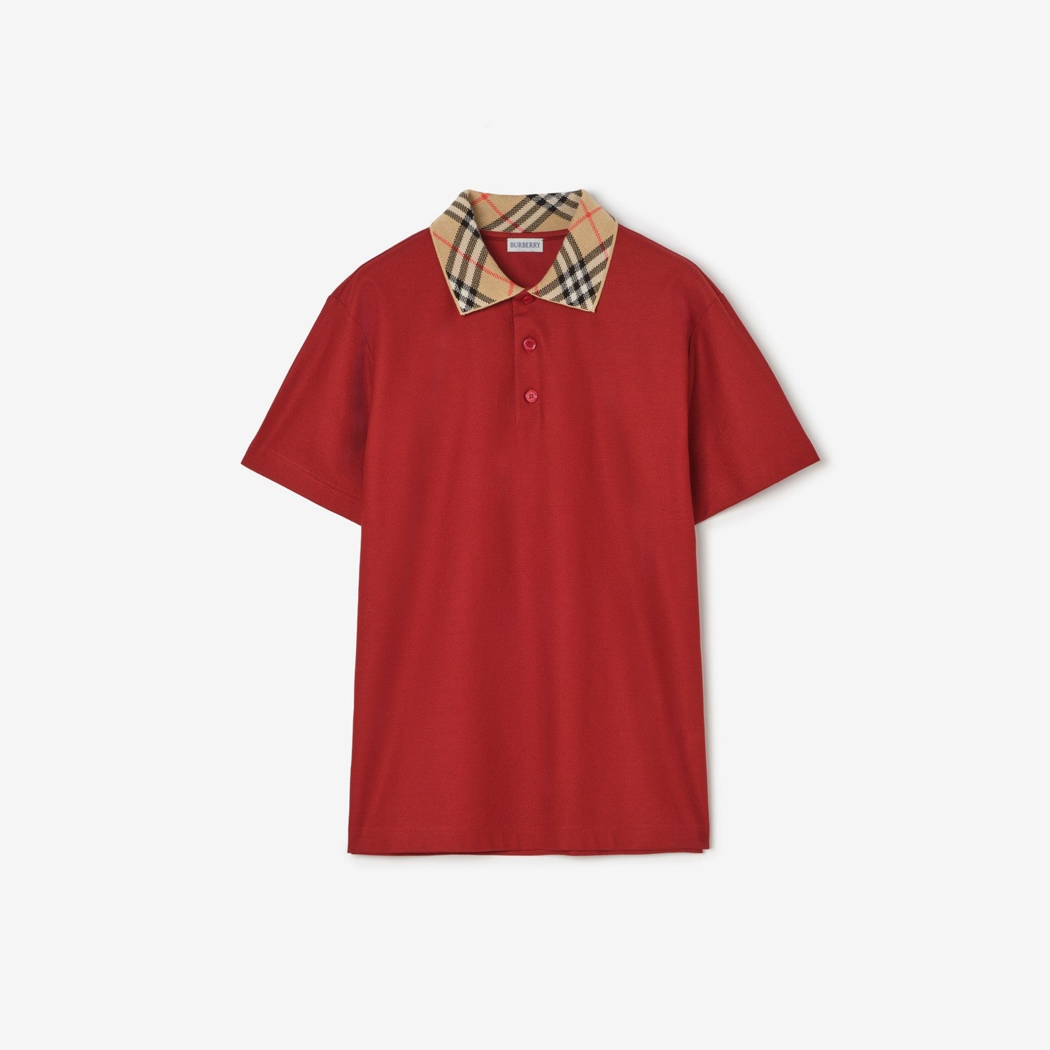 Check Collar Cotton Polo Shirt