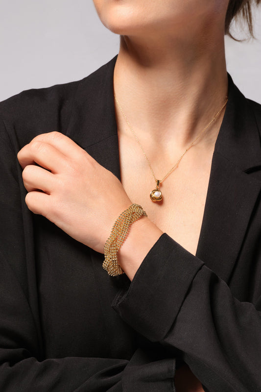 24ct Gold Plated Plaited Bracelet - Interactive Group