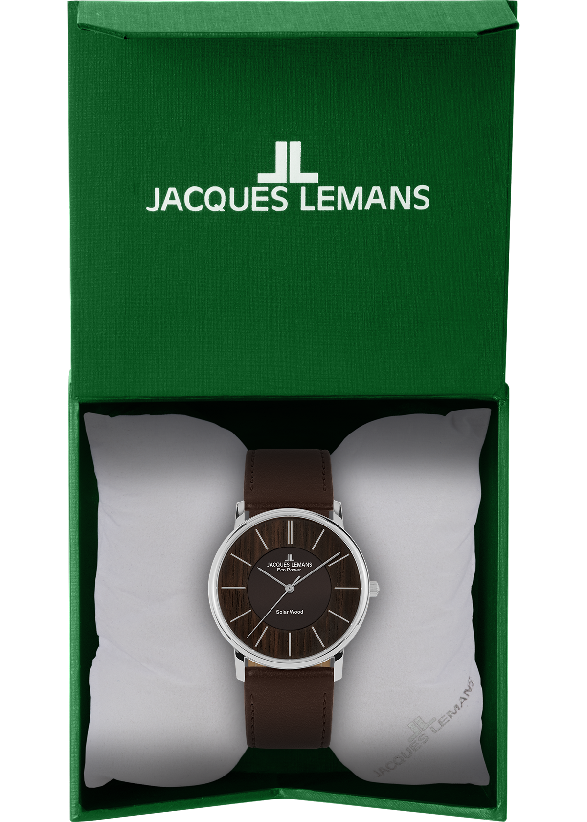 Eco Power Solar Wood Dark Brown Vegan Strap Men's Watch - Interactive Group