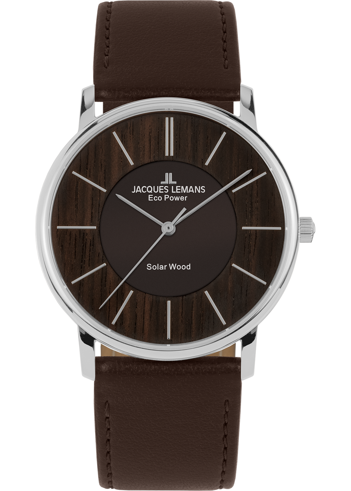Eco Power Solar Wood Dark Brown Vegan Strap Men's Watch - Interactive Group