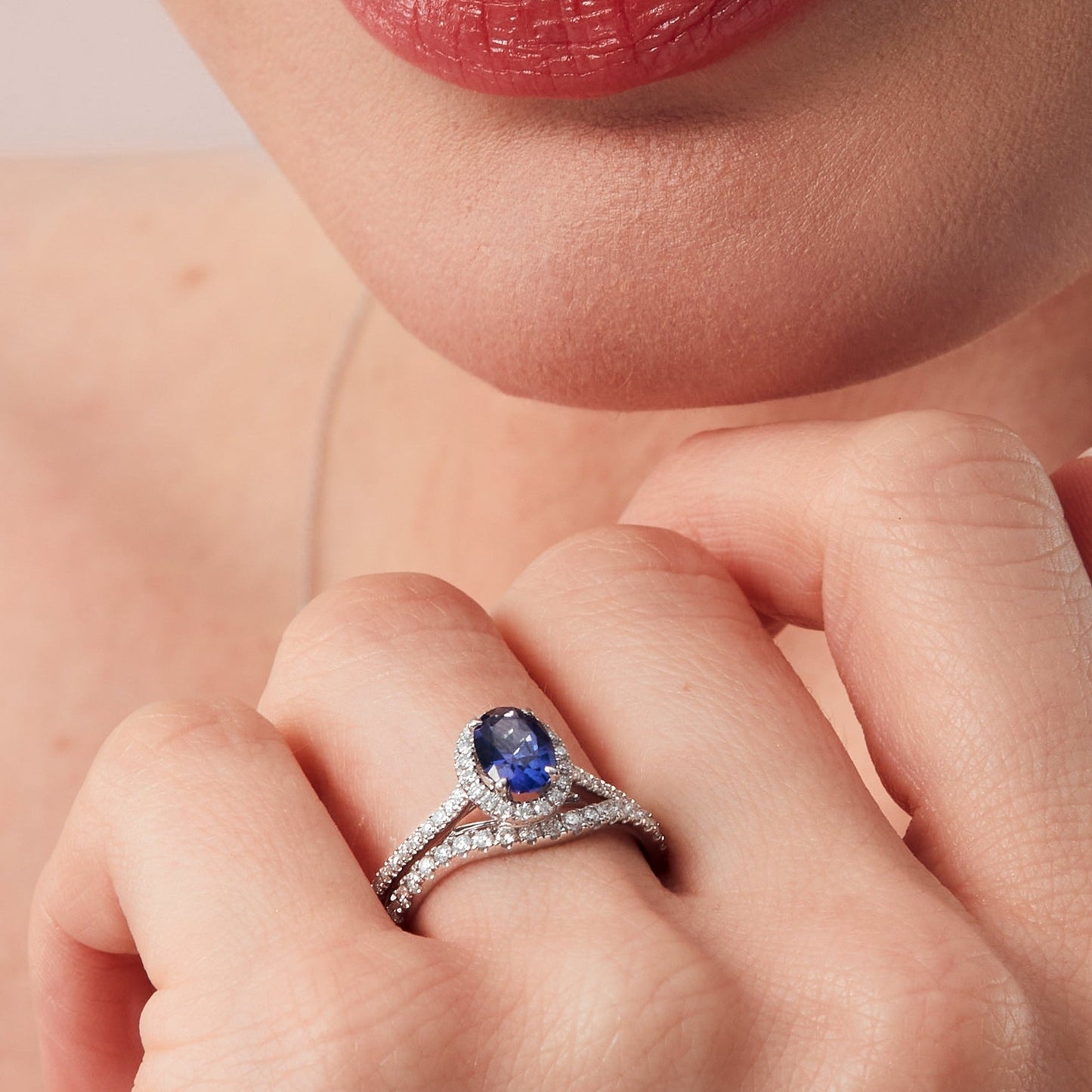 Rosalind | 9ct White Gold 0.20ct tw Lab Grown Diamond and Created Sapphire Ring - Interactive Group