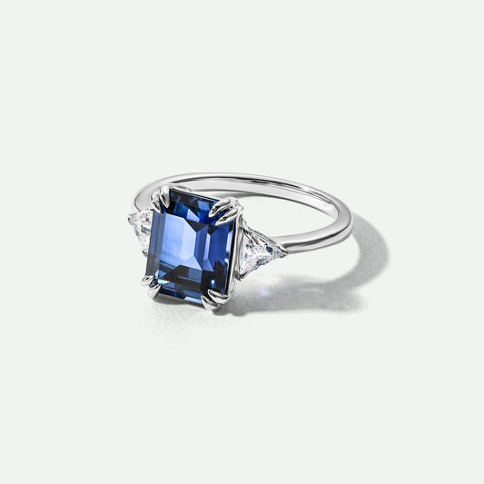 Cassie | 9ct White Gold Created Sapphire and 0.36ct tw Lab Grown Diamond Ring - Interactive Group