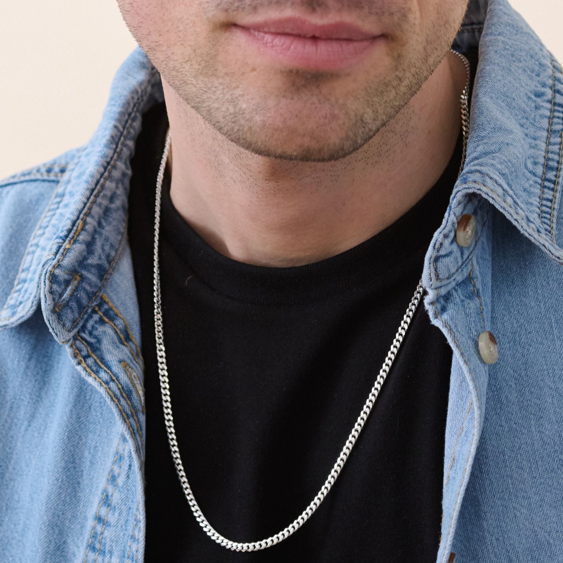 Sterling Silver Curb Chain Cuban (3.5mm) Necklace 24 inch - Interactive Group