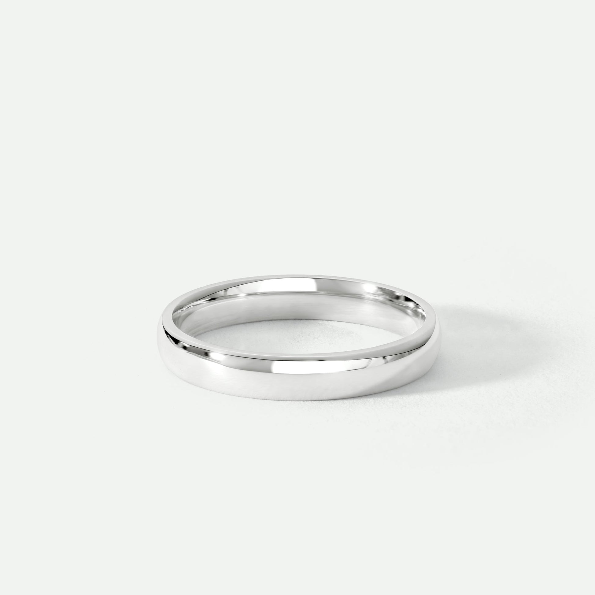 Classic 18ct White Gold D-Shape Wedding Band Ring - 3mm - Interactive Group
