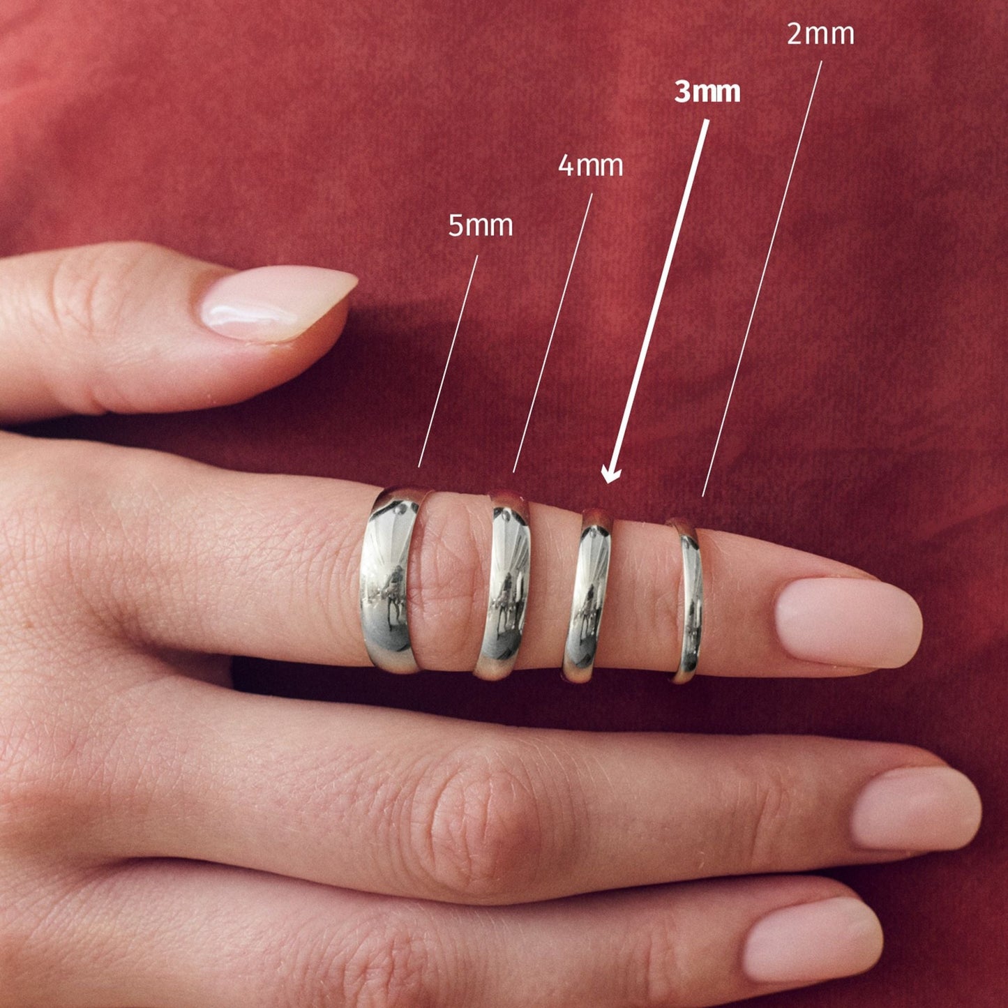 Classic 18ct White Gold D-Shape Wedding Band Ring - 3mm - Interactive Group