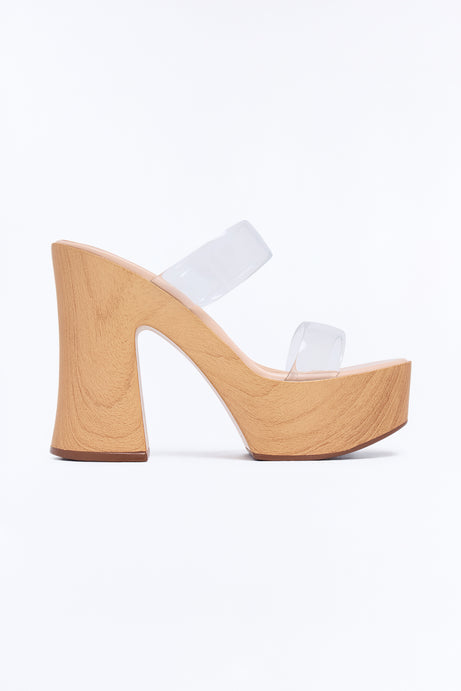 Ciao Bella Clear Wood Block Heels