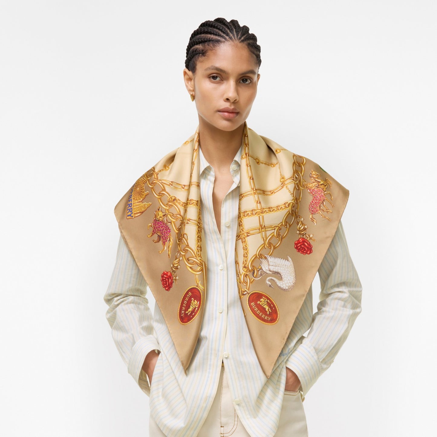 Check Charm Silk Scarf