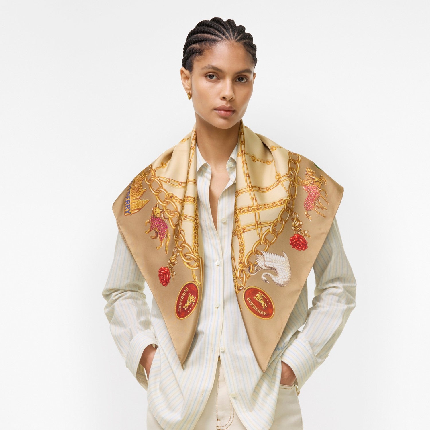 Check Charm Silk Scarf