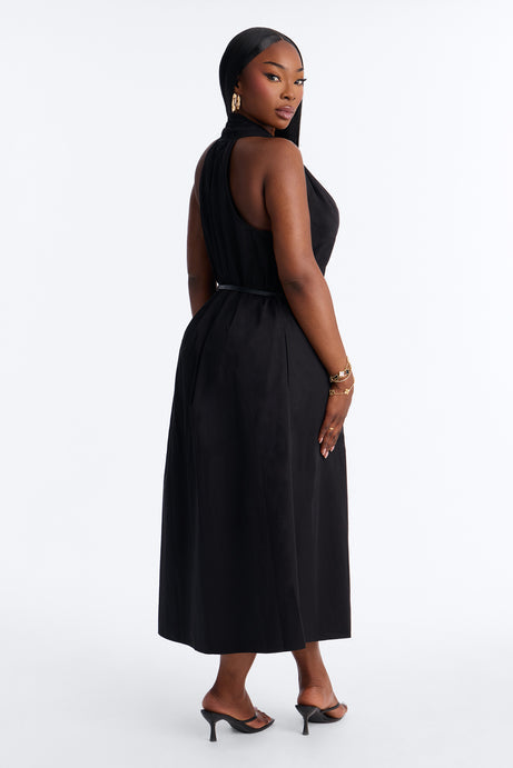 Better Come Correct Poplin Belted Midi Dress