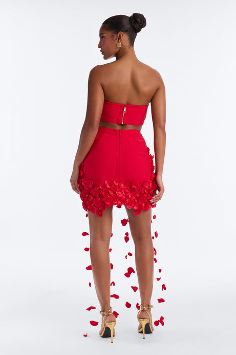 A Bed Of Roses Draped Bandage Mini Dress - Red