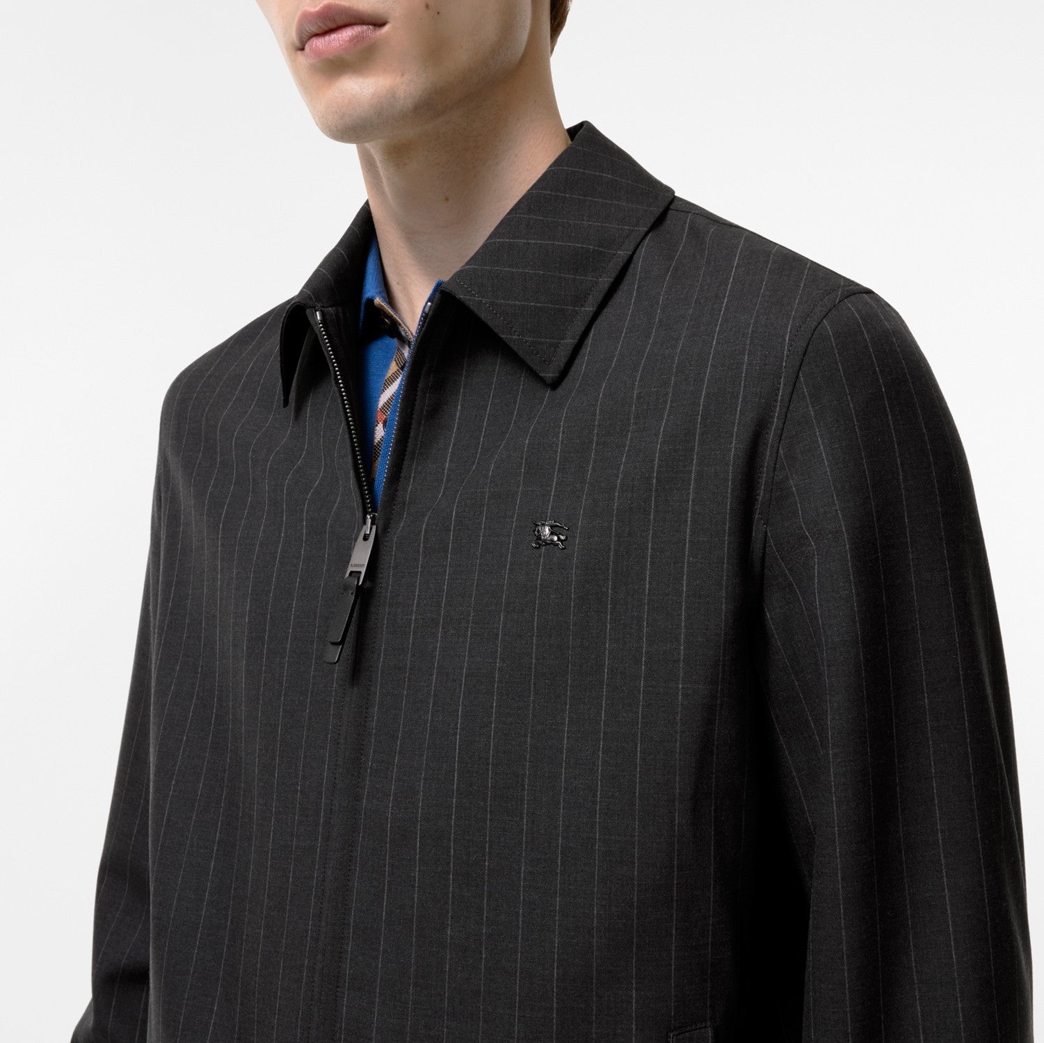 Pinstriped Wool Bloomsbury Harrington Jacket