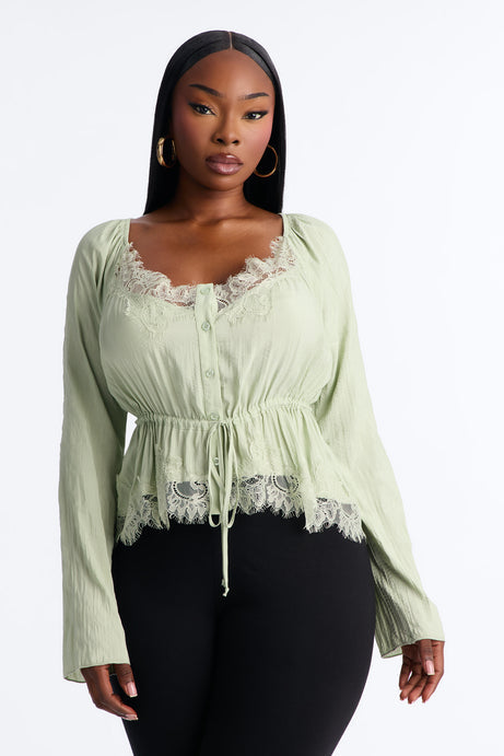 Nikola Lace Trim Button Up Blouse
