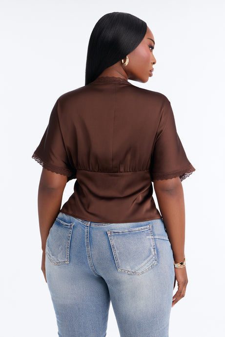 Still Yours V-Neck Satin Blouse