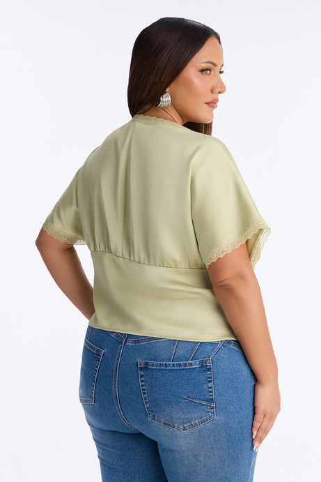 Still Yours V-Neck Satin Blouse