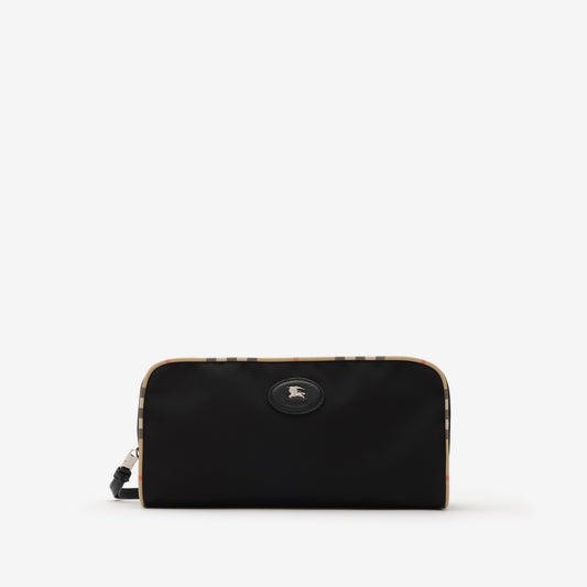 Large Check Trim Travel Pouch