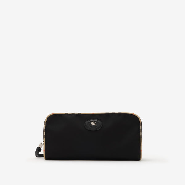 Large Check Trim Travel Pouch