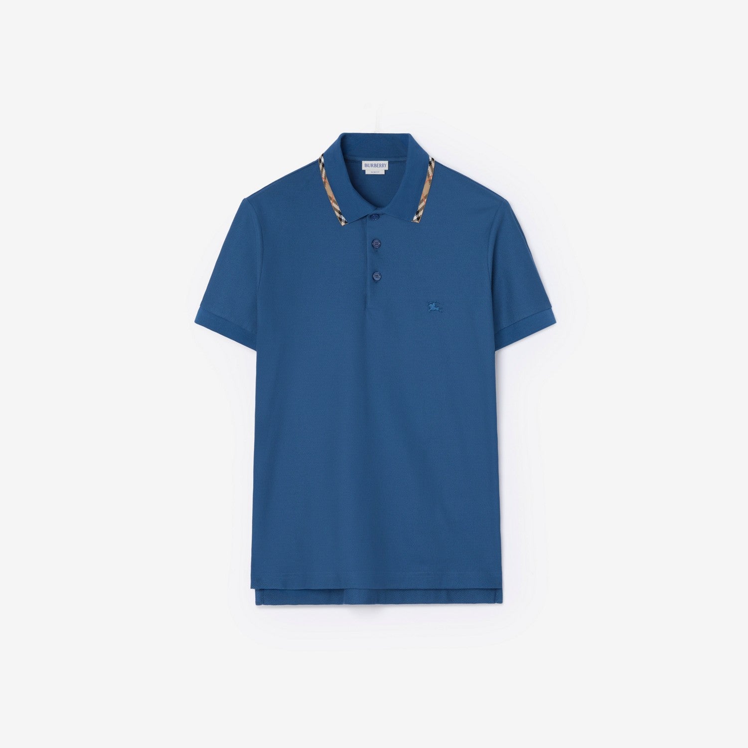 Check Trim Cotton Polo Shirt