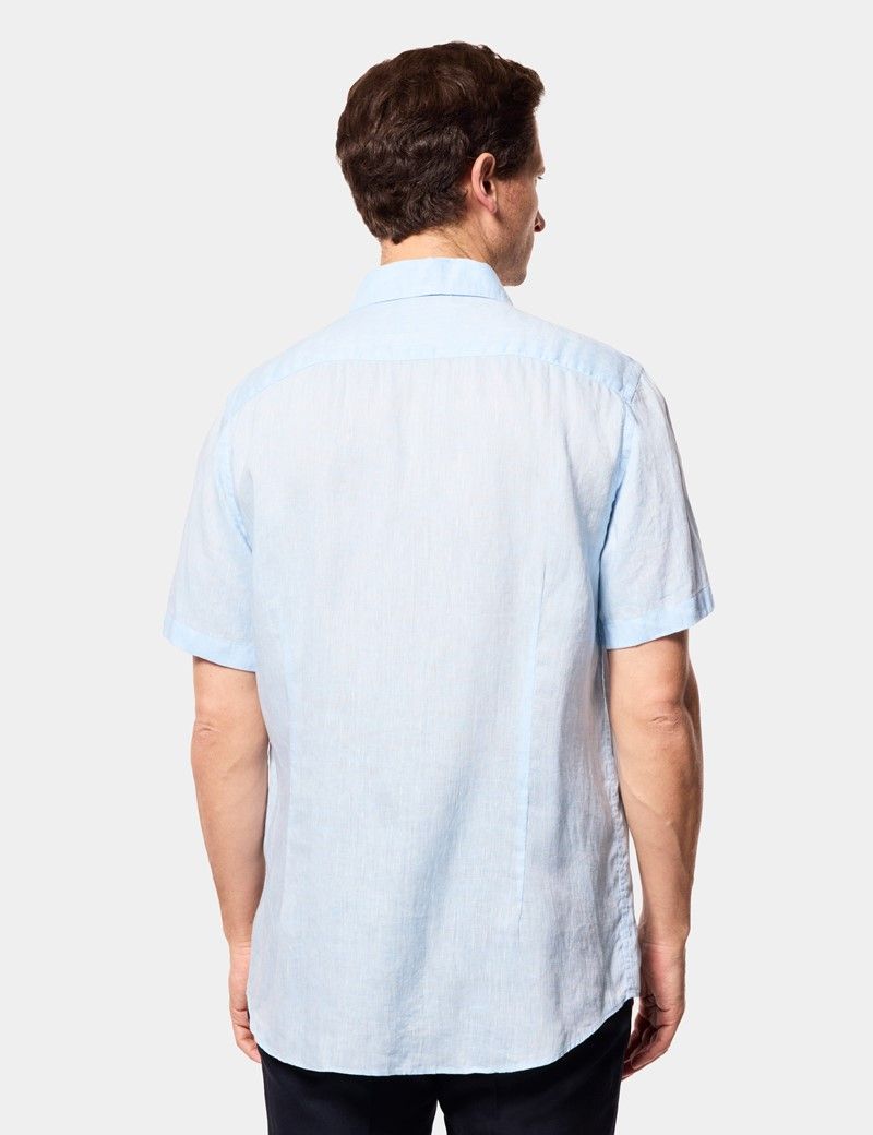 Light Blue Linen Shirt - Short Sleeve