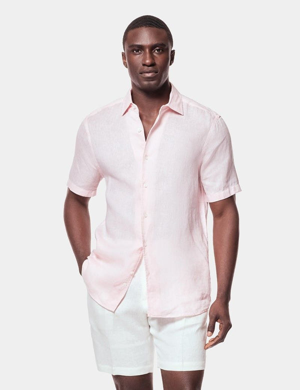 Pink Linen Shirt - Short Sleeve