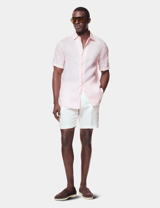 Pink Linen Shirt - Short Sleeve