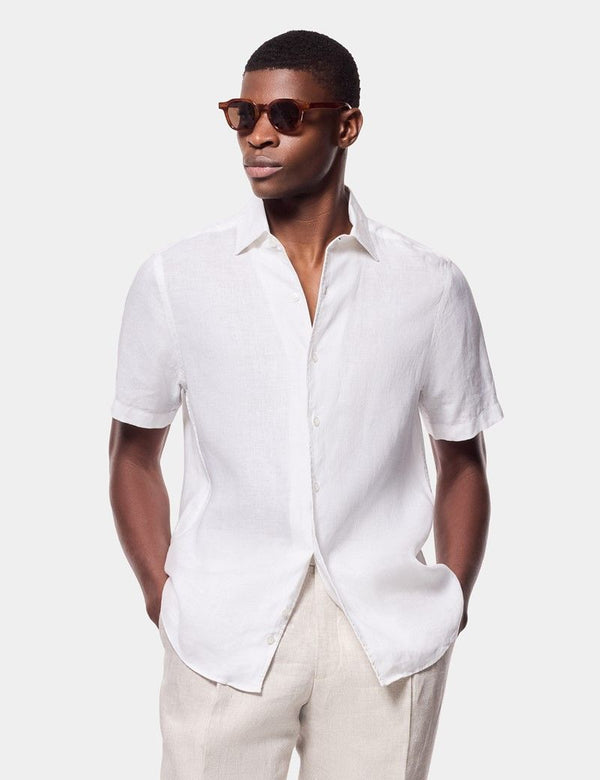 White Linen Shirt - Short Sleeve