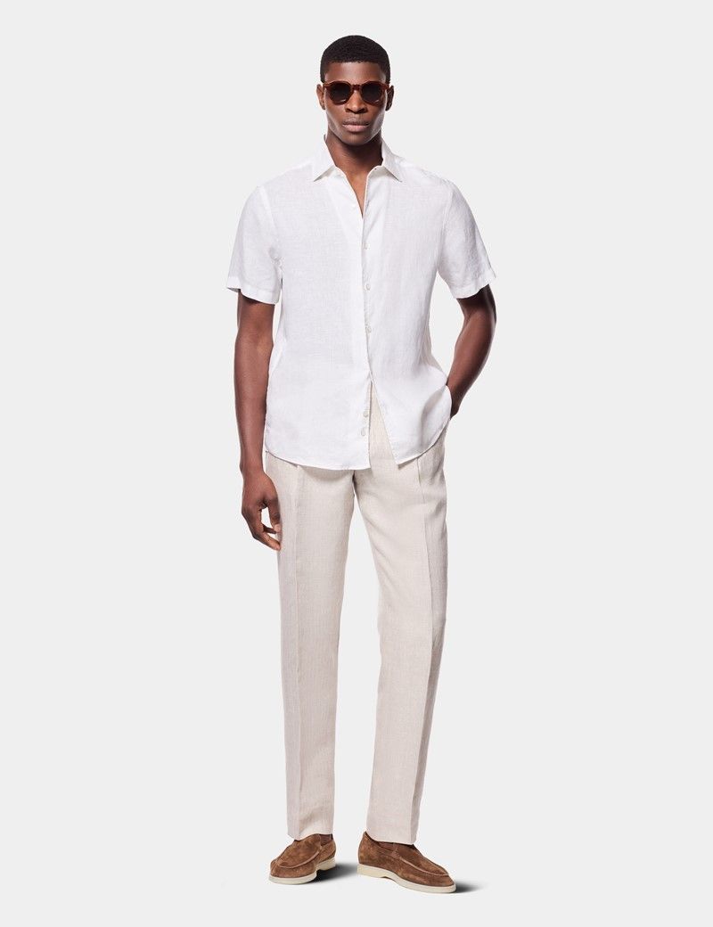 White Linen Shirt - Short Sleeve