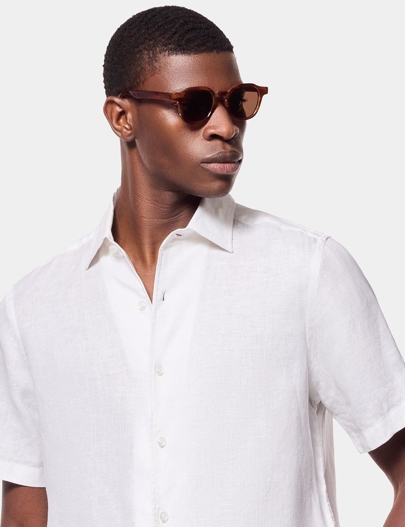 White Linen Shirt - Short Sleeve