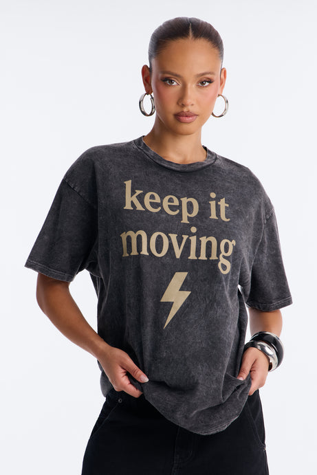 Keep It Moving Washed T-Shirt - Black Wash